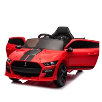 Dual 30W Motors Ford Mustang Shelby GT500 Ride-On Car with Bluetooth, USB Port, and 60-Minute Playtime, 41.5" L x 25.5" W x 20" H, Red(m-13)