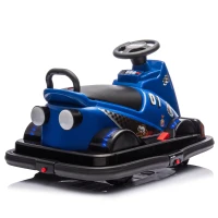 12V Kids Ride On Bumper Car with 360° Rotation, Sound Effects, 4-Wheel Waterfall Lights, Toy Car for Ages 3-5, 30" L x 21" W x 19" H, Blue(m-15)