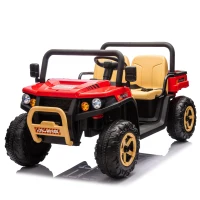 24V 2-Seater Kids Ride On UTV with Parent Control, Automatic Tipping Bucket, Ride on Toys with Slow Start and Bluetooth, for Ages 3-8, Red(m-12)