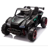 24V 2-Seater Kids Police Car with Parent Control, Bluetooth, USB/TF, LED Lights, 4-Wheel Suspension, 47.5" L x 32.5" W x 25" H, Black(m-12)