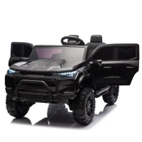 24V 2-Seater Kids Electric Pickup with 4WD 800W Motors, Remote Control, USB, Bluetooth, Safety Belts, Ages 3+, 47" L x 31" W x 27.5" H, Black(m-11)