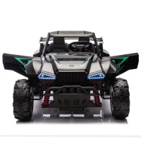 24V 2-Seater Kids Police Car with Parent Control, Bluetooth, USB/TF, LED Lights, 4-Wheel Suspension, 47.5" L x 32.5" W x 25" H, Black(m-1)