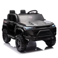 24V 2-Seater Kids Electric Pickup with 4WD 800W Motors, Remote Control, USB, Bluetooth, Safety Belts, Ages 3+, 47" L x 31" W x 27.5" H, Black(m-2)