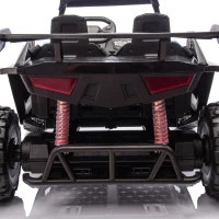 24V 2-Seater Kids Police Car with Parent Control, Bluetooth, USB/TF, LED Lights, 4-Wheel Suspension, 47.5" L x 32.5" W x 25" H, Black(m-6)