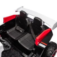 24V 2-Seater Kids Police Car with Parent Control, Bluetooth, MP3, LED Lights, 4-Wheel Suspension, 47.5" L x 32.5" W x 25" H, White+Red(m-5)