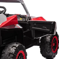 24V 2-Seater Kids Police Car with Parent Control, Bluetooth, MP3, LED Lights, 4-Wheel Suspension, 47.5" L x 32.5" W x 25" H, White+Red(m-6)