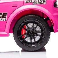 12V Licensed Dodge Kids Police Car with Remote Control, Anti-Collision Bar, Alarm Lights, 4-Wheel Suspension, 42" L x 27" W x 19.5" H, Pink(m-13)