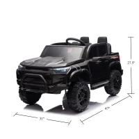 24V 2-Seater Kids Electric Pickup with 4WD 800W Motors, Remote Control, USB, Bluetooth, Safety Belts, Ages 3+, 47" L x 31" W x 27.5" H, Black(m-3)