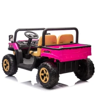 24V 2-Seater Kids Ride on UTV with Parent Control, Automatic Tipping Bucket, Ride on Toys with LED Lights and Bluetooth for Ages 3-8, Pink(m-13)