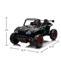 24V 2-Seater Kids Police Car with Parent Control, Bluetooth, USB/TF, LED Lights, 4-Wheel Suspension, 47.5" L x 32.5" W x 25" H, Black(m-3)