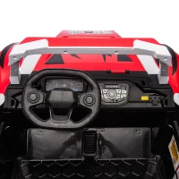 24V 2-Seater Kids Police Car with Parent Control, Bluetooth, MP3, LED Lights, 4-Wheel Suspension, 47.5" L x 32.5" W x 25" H, White+Red(m-4)