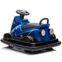 12V Kids Ride On Bumper Car with 360° Rotation, Sound Effects, 4-Wheel Waterfall Lights, Toy Car for Ages 3-5, 30" L x 21" W x 19" H, Blue(m-13)