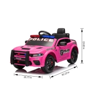 12V Licensed Dodge Kids Police Car with Remote Control, Anti-Collision Bar, Alarm Lights, 4-Wheel Suspension, 42" L x 27" W x 19.5" H, Pink(m-3)