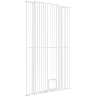 PawHut 67" Extra Tall Pet Gate, 30"-41" Dog Gate with Cat Door, 1.4" Narrow Gap, 2.8" and 5.5" Extension, for Doorway, Hallway