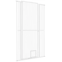PawHut 67" Extra Tall Pet Gate, 30"-41" Dog Gate with Cat Door, 1.4" Narrow Gap, 2.8" and 5.5" Extension, for Doorway, Hallway(m-1)