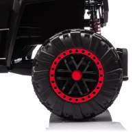 24V 2-Seater Kids Police Car with Parent Control, Bluetooth, USB/TF, LED Lights, 4-Wheel Suspension, 47.5" L x 32.5" W x 25" H, Black(m-10)