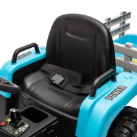 24V 3-Speed Ride-On Tractor with Trailer and Safety Belt, Battery Powered Electric Toy with Remote Control and Bluetooth, for Ages 3-6, Blue(m-5)