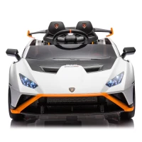 24V Lamborghini Huracan Sto Kids Drift Car with Remote Control, Dual-Drive Suspension, LED Lights, USB, Ages 3-8, 46" L x 27" W x 17" H, White(m-1)