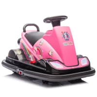 12V Kids Ride On Bumper Car with 360° Rotation, Sound Effects, LED Lights, Music, Toy Motor Car for Ages 3-5, 30" L x 21" W x 19" H, Pink(m-2)