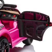 12V Licensed Dodge Kids Police Car with Remote Control, Anti-Collision Bar, Alarm Lights, 4-Wheel Suspension, 42" L x 27" W x 19.5" H, Pink(m-9)
