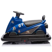 12V Kids Ride On Bumper Car with 360° Rotation, Sound Effects, 4-Wheel Waterfall Lights, Toy Car for Ages 3-5, 30" L x 21" W x 19" H, Blue(m-12)