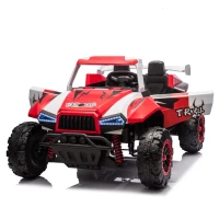 24V 2-Seater Kids Police Car with Parent Control, Bluetooth, MP3, LED Lights, 4-Wheel Suspension, 47.5" L x 32.5" W x 25" H, White+Red(m-12)