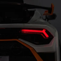 24V Lamborghini Huracan Sto Kids Drift Car with Remote Control, Dual-Drive Suspension, LED Lights, USB, Ages 3-8, 46" L x 27" W x 17" H, White(m-11)