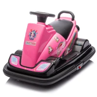 12V Kids Ride On Bumper Car with 360° Rotation, Sound Effects, LED Lights, Music, Toy Motor Car for Ages 3-5, 30" L x 21" W x 19" H, Pink(m-1)