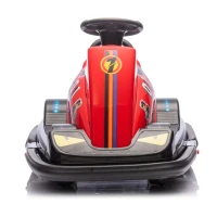 12V Kids Bumper Car with 360° Rotation, Sound Effects, LED Lights, Steering Wheel Music, Toy Car for Ages 3-5, 30" L x 21" W x 19" H, Red(m-1)