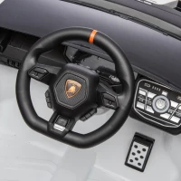 24V Lamborghini Huracan Sto Kids Drift Car with Remote Control, Dual-Drive Suspension, LED Lights, USB, Ages 3-8, 46" L x 27" W x 17" H, White(m-4)