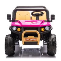 24V 2-Seater Kids Ride on UTV with Parent Control, Automatic Tipping Bucket, Ride on Toys with LED Lights and Bluetooth for Ages 3-8, Pink(m-1)