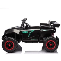 24V 2-Seater Kids Police Car with Parent Control, Bluetooth, USB/TF, LED Lights, 4-Wheel Suspension, 47.5" L x 32.5" W x 25" H, Black(m-13)