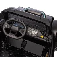 24V 2-Seater Kids Police Car with Parent Control, Bluetooth, USB/TF, LED Lights, 4-Wheel Suspension, 47.5" L x 32.5" W x 25" H, Black(m-4)