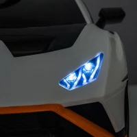 24V Lamborghini Huracan Sto Kids Drift Car with Remote Control, Dual-Drive Suspension, LED Lights, USB, Ages 3-8, 46" L x 27" W x 17" H, White(m-10)