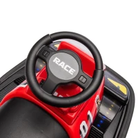 12V Kids Bumper Car with 360° Rotation, Sound Effects, LED Lights, Steering Wheel Music, Toy Car for Ages 3-5, 30" L x 21" W x 19" H, Red(m-6)