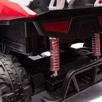 24V 2-Seater Kids Police Car with Parent Control, Bluetooth, MP3, LED Lights, 4-Wheel Suspension, 47.5" L x 32.5" W x 25" H, White+Red(m-11)