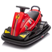 12V Kids Bumper Car with 360° Rotation, Sound Effects, LED Lights, Steering Wheel Music, Toy Car for Ages 3-5, 30" L x 21" W x 19" H, Red(m-12)