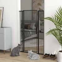 PawHut 59" Extra Tall Cat Gate, 30"-41" Pet Gate with 2.8" and 5.5" Extensions, for Doorway, Hallway, Stairway, Black(m-1)