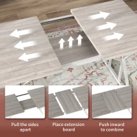 HOMCOM 47"-63" Extendable Dining Table for 4-6, Farmhouse Expandable Kitchen Table with Heavy Duty Trestle Base, Gray(m-5)