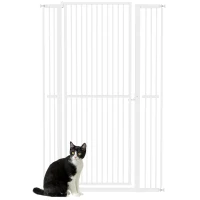 PawHut 59" Extra Tall Cat Gate, 30"-41" Pet Gate with 2.8" and 5.5" Extensions, for Doorway, Hallway, Stairway, White(m-11)