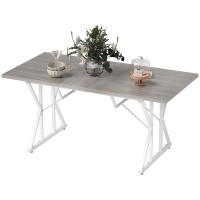 HOMCOM 47"-63" Extendable Dining Table for 4-6, Farmhouse Expandable Kitchen Table with Heavy Duty Trestle Base, Gray