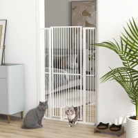 PawHut 59" Extra Tall Pet Gate, 30"-41" Dog Gate with Cat Door, 1.4" Narrow Gap, 2.8" and 5.5" Extension, for Doorway, Hallway(m-2)