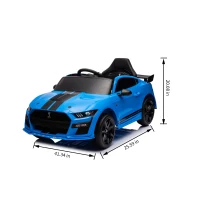 12V Ford Mustang Car with Remote Control, LED Lights, AUX/USB MP3, Safe Belt, Ride-On Car for Age 3+, 41.5" L x 25.5" W x 20" H, Blue(m-3)