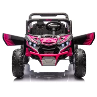 24V 2-Seater Kids Ride On UTV with Remote Control, 4-Wheel Suspension, Ride on Toys with Slow Start, Anti-Collision Bar, and Music, Pink(m-1)