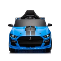 12V Ford Mustang Car with Remote Control, LED Lights, AUX/USB MP3, Safe Belt, Ride-On Car for Age 3+, 41.5" L x 25.5" W x 20" H, Blue(m-1)
