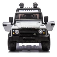 24V Licensed Land Rover Defender Toy Car with Parent Control, Dual-Drive, 4-Wheel Suspension, Bluetooth, Adjustable Speeds, for Ages 3-7, White(m-1)