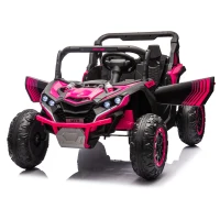 24V 2-Seater Kids Ride On UTV with Remote Control, 4-Wheel Suspension, Ride on Toys with Slow Start, Anti-Collision Bar, and Music, Pink(m-11)