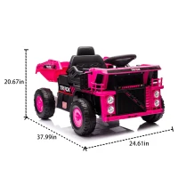 12V Kids Ride-On Dump Truck with Parent Control, Electric Dump Bed, Rear-Wheel Suspension, Bluetooth, Adjustable Speed, for Ages 3-5, Pink(m-3)