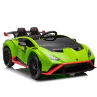 24V Lamborghini Huracan Sto Kids Electric Ride-On Drift Car with Speeds 1.86-5.59 MPH, Foam Front Wheels, and 360° Spin, for Ages 3-8, Green(m-2)