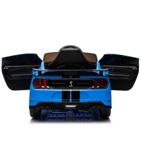 12V Ford Mustang Car with Remote Control, LED Lights, AUX/USB MP3, Safe Belt, Ride-On Car for Age 3+, 41.5" L x 25.5" W x 20" H, Blue(m-17)